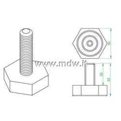 Piedino di regolazione in acciaio filetto M10 con base esagonale in...